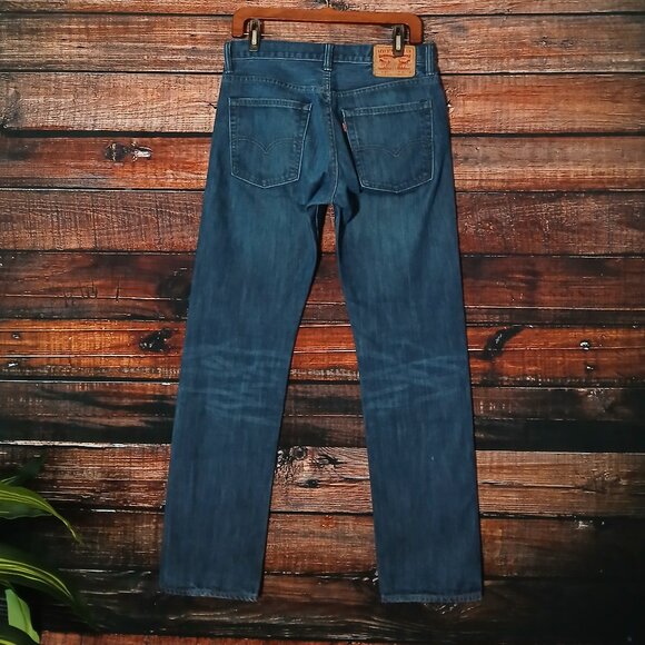 Levis Jeans Mens 31X31 513 Slim Straight Dark Blue Denim Low Stretch - Picture 2 of 7